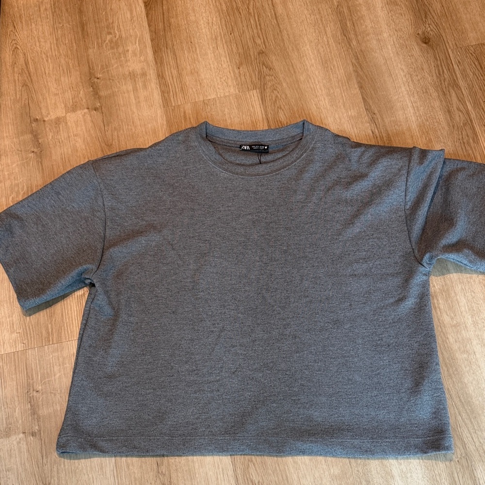 Zara Gray Boxy Crewneck Tee